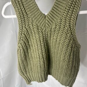 Sage Olive Green Knit Sweater Vest
